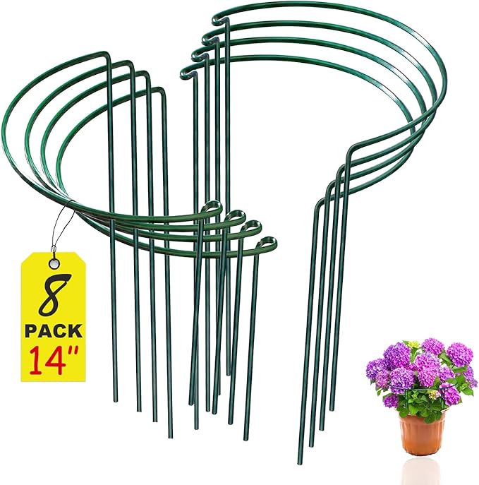 8-Pack Snake Plant Support Stakes - Strong, Rust-Proof Plant Cages - Ideal for Hydrangeas, Peonies, and More - Indoor and Outdoor Plant Support and Stakes Kit