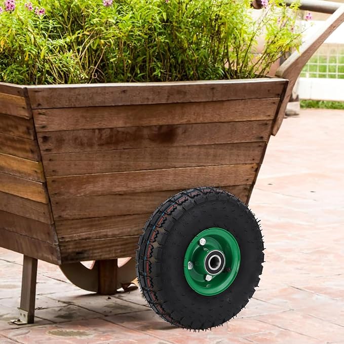 10" Solid Tires, 4.103.504 Solid Rubber Tire Wheels, 250KG Load Bearing, Double Sealed Bearings, for Hand Truck Garden Wagon Cart, Trolley, Dolly Lawn Mover Go Kart Replacement