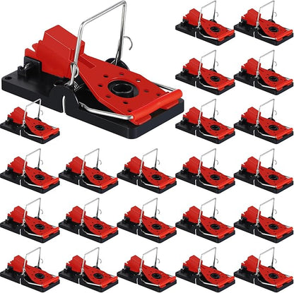 Qualirey 24 Pcs Plastic Mouse Rat Traps House Indoor Quick Effective Safe for Warehouse Garden Kitchen 3.86 x 1.81 x 2.17 Inch (Red)