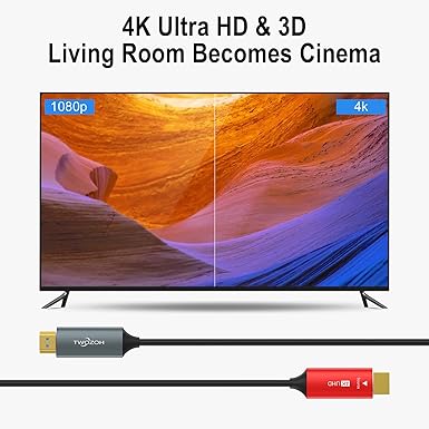 Twozoh HDMI Fiber Optic Cable 250FT, Long 4K Fiber HDMI Cord Supports 4K@60Hz/18Gbps