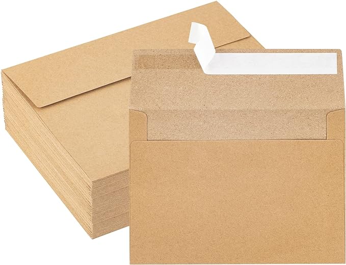 Kraft Envelopes, 50 Pack, 5 x 7 Inch, Brown Envelopes,A7 Envelopes, Card Envelopes, Kraft Paper Envelopes, Invitation Envelopes, Postcard Envelopes (Brown)