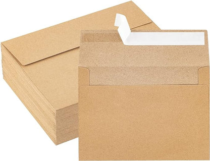 Kraft Envelopes, 50 Pack, 5 x 7 Inch, Brown Envelopes,A7 Envelopes, Card Envelopes, Kraft Paper Envelopes, Invitation Envelopes, Postcard Envelopes (Brown)