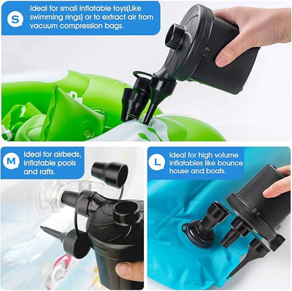 Air Pump for Air Mattress, Air Mattress Pump for Inflatables, Quick Fill Inflator Deflator Air Pump Perfect for Outdoor Camping Inflatable Boat Blow Up Pool Water Toy Car Air Bed