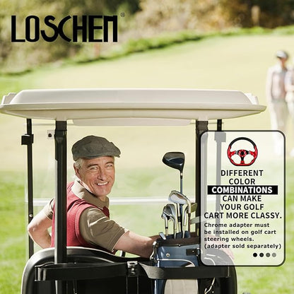LOSCHEN Golf Cart Steering Wheel Universal Design Fit for Club Car Ds and Precedent EZGO RXV & TXT, Fit for Yamaha Golf Cart Steering Wheel-Red
