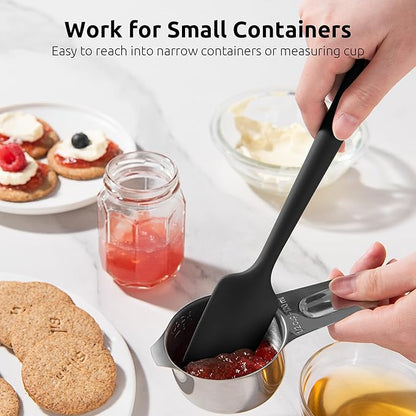 U-Taste Small Mini Silicone Spatula: 92inch 600oF Heat-Resistant Food-Grade Jar Scraper for Kitchen Use, Non-Stick Seamless Flexible Baking Utensil for Mixing, Scraping Jam in Bowl or Cup (Black)