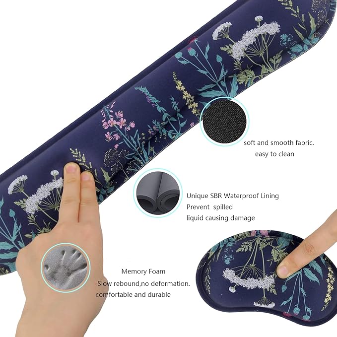 Keyboard Wrist Rest Pad,Memory Foam Keyboard Wrist Support, Ergonomic Palm Rest, Wrist Rest for Computer Keyboard,Laptop,Mac,Office,Gaming,Easy Typing and Pain Relief (Green Plant)