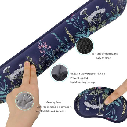 Keyboard Wrist Rest Pad,Memory Foam Keyboard Wrist Support, Ergonomic Palm Rest, Wrist Rest for Computer Keyboard,Laptop,Mac,Office,Gaming,Easy Typing and Pain Relief (Green Plant)