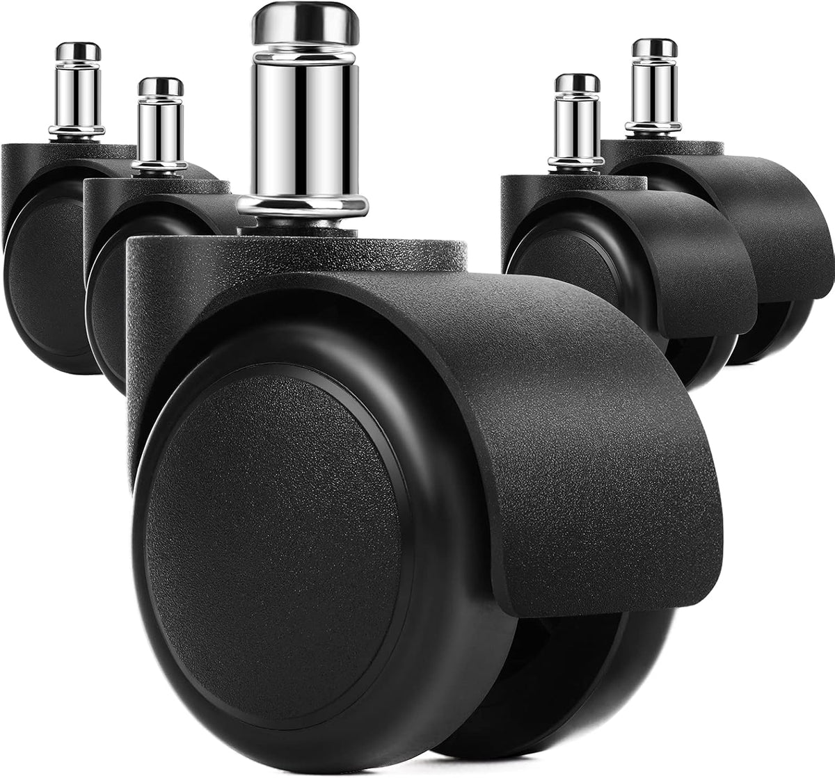 MaxGear 2" Office Chair Wheels Heavy Duty Replacement, Mute Rubber Rotating Desk Chair Caster Wheels, Safe for All Floors Including Hardwood, Only Fits 11mm Stem, NOT for 10mm or IKEA Chairs, Set of 5