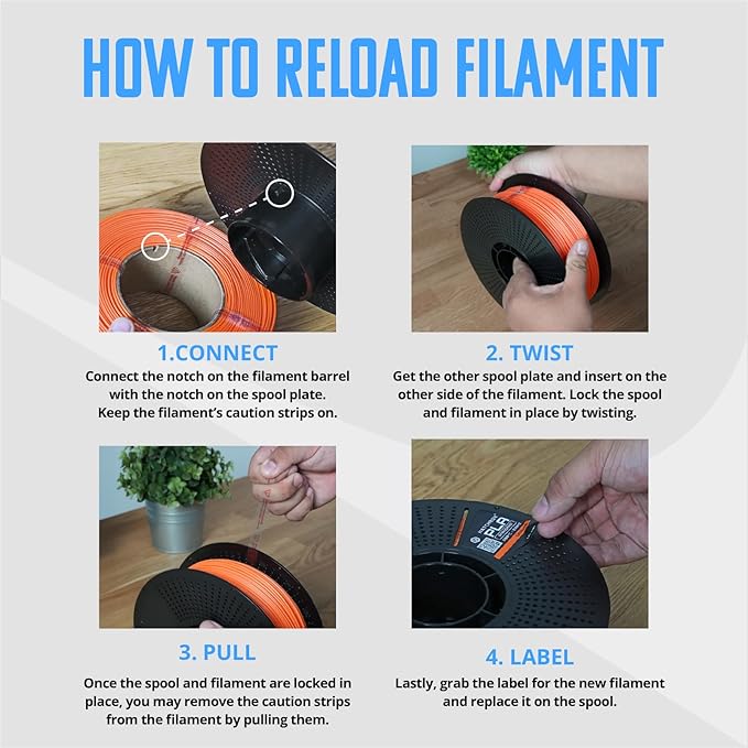 HATCHBOX 1.75mm PLA 3D Printer Filament Reloadable Pack, Includes 1 Reusable Spool & 1 KG Refill for 3D Printing, Dimensional Accuracy +/- 0.03mm, Black