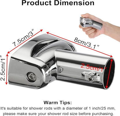 Kokone Shower Curtain Rod Bracket Set of 2 Adjustable 180° Rotation Bracket for Curved Shower Curtains Rod Sturdy Zinc Alloy Wall Mounted Shower Curtain Rod Holder for Bathroom,Wardrobe,Kitchen,Silver