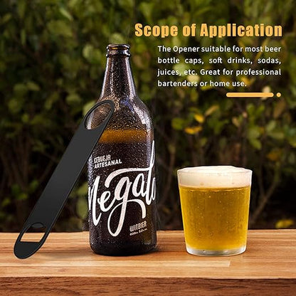 4 PACK Stainless Steel Flat Bottle Opener, Beer Bottle Opener, 7inch, with Exquisite Packaging, for Kitchen, Bar or Restaurant, Black,