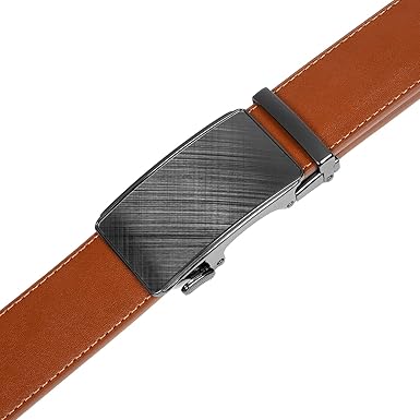 Founders  C Men's Ratchet Belt 1 38",Leather Dress Belt Adjustable with Click Sliding Buckle Trim to Exact Fit
