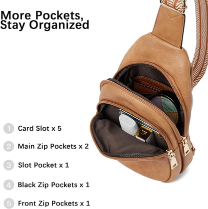 BOSTANTEN Small Sling Bag for Women Leather Crossbody Bags Fanny Pack Chest Bag for Travel