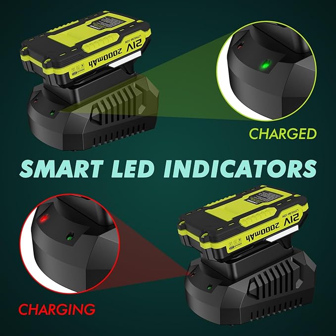 LAZYBOI Battery Charger, Replacement 21V Charger for LAZYBOI Cordless Leaf Blower, Multi-Protection Safety System with 1-Hour Fast Charge