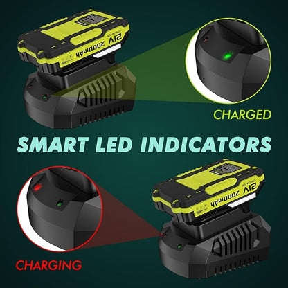 LAZYBOI Battery Charger, Replacement 21V Charger for LAZYBOI Cordless Leaf Blower, Multi-Protection Safety System with 1-Hour Fast Charge