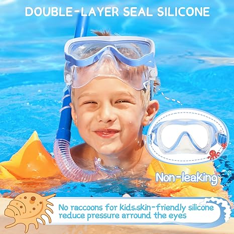 Kids Swimming Goggles Swim Mask with Nose Cover for Kids Youth 3-15, Anti-Shattered Lens UV Protection No-leak