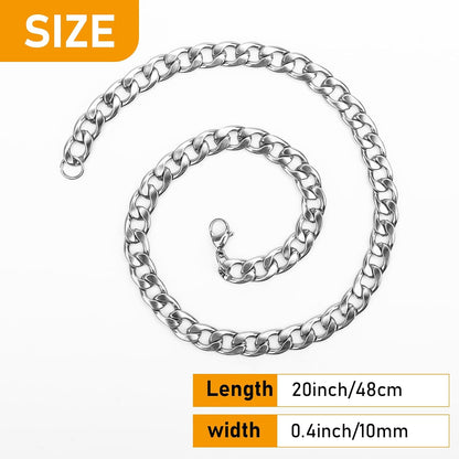 Adecco LLC AHIER silver Chain, Necklace for Men, 20 inch Gold Necklace Ultra Luxury Look & Feel Real Solid 14k Gold plated Curb Fake Chain Necklace 10mm