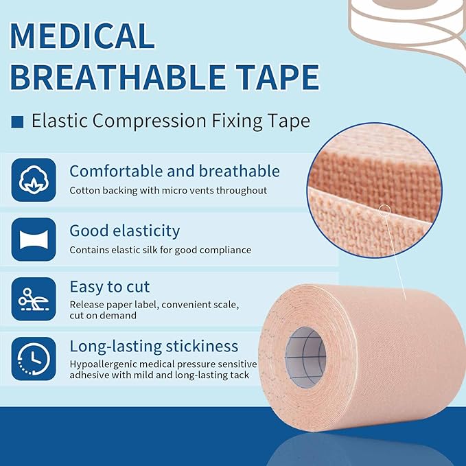 Premium Elastic Bandage Wrap,Self Adhesive Tape for bandages,Durable Compression Bandage,First Aid Tape,Elastic Self Adhesive Bandage,Athletic Waterproof,Non-Woven Bandage (3IN)