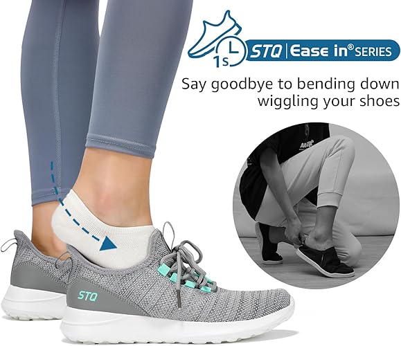 STQ Womens Slip On Sneakers Hands Free Orthopedic Tennis Walking Shoes Breathable Athletic Gym Workout Cross Training Sneakers