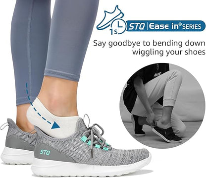 STQ Womens Slip On Sneakers Hands Free Orthopedic Tennis Walking Shoes Breathable Athletic Gym Workout Cross Training Sneakers
