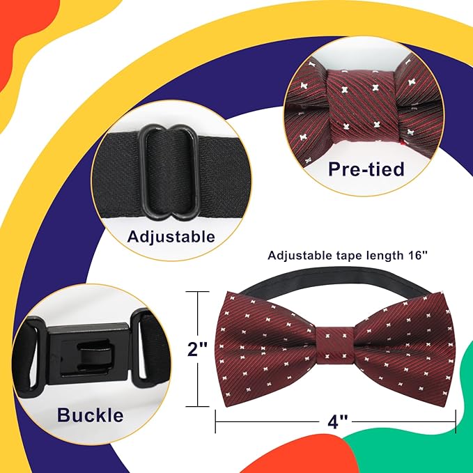 Boys Bow Tie Pre-Tied Adjustable Kids Bow Ties Stripe Toddler Bow Tie for Boys Girls Kids Toddler Baby