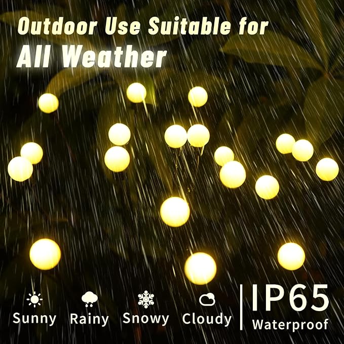 Solar Garden Lights Outdoor: 32 LED Warm White Swaying Firefly Light 4 Pack - Waterproof Landscape Lighting Decorations for Yard Patio - Gardening Gifts for Women Grandma