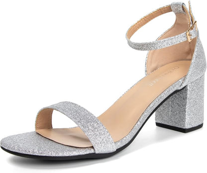 qibusleen Women's Two Strap Heeled Sandals Black Suede Ankle Strappy Dress Heels for Women Open Toe 2 Inch Low Block Noiseless Heel Summer Wedding Party Work Sandal Shoes