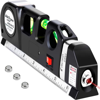 Laser Level Line Tool, Multipurpose Laser Level Kit Standard Cross Line Laser leveler Beam Tool with Metric Rulers 8ft2.5M for Picture Hanging cabinets Tile Walls by AikTryee.