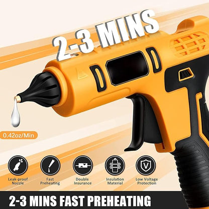 Topyond Portable Hot Glue Gun Battery Powered, 100W Fast Heating, Wireless with LED Light