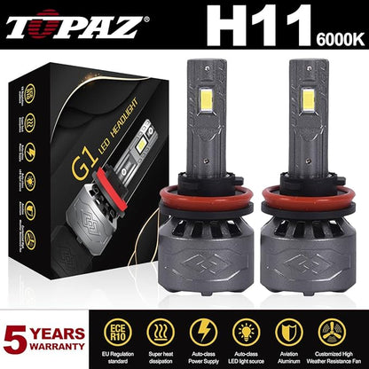 TOPAZ H11 LED Driving Fog Bulbs, 6000 K, brighter white light, Plug and Play daytime running light, replacement bulbs for cars, trucks, SUVs (pack of 2)
