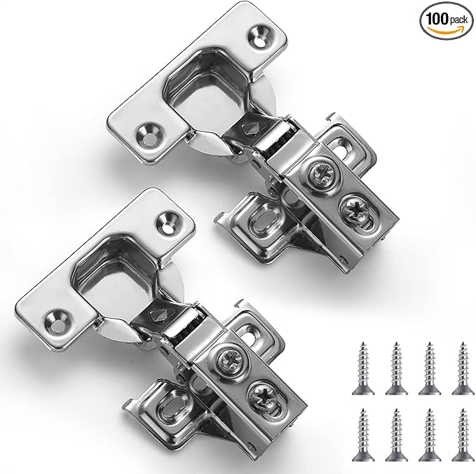 Cabinet Hinges 2 Pack (1 Pair), Evanda Stainless Steel Overlay Soft Close Hinges for Kitchen Cabinets, 12 inch Self Closing Door Hinges with Mounting Screws, Damper-3 Way Adjustability