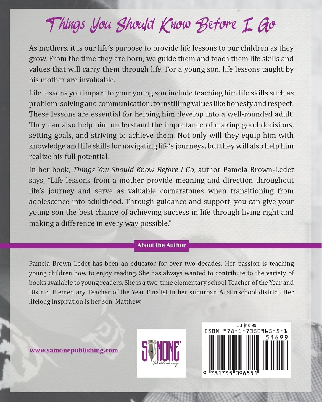 Things You Should Know Before I Go: To my dear son: a book of lessons from a mother to her young son
