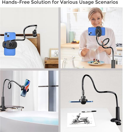 TONDA Phone Holder for Bed Desk, Gooseneck Phone Holder Stand with 33 inch Adjustable Flexible Long Arm Clip Clamp Bracket Mount for iPhone 15 Pro Max XR X 8 7 6 or Other 4-7" Devices