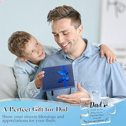 Delicate Dad Gifts from DaughterSon Engraved Acrylic Block Puzzle Piece Ideal Paperweight Keepsake Gifts for Home Office Table Desk Decor 3.9 x3.4 Inch