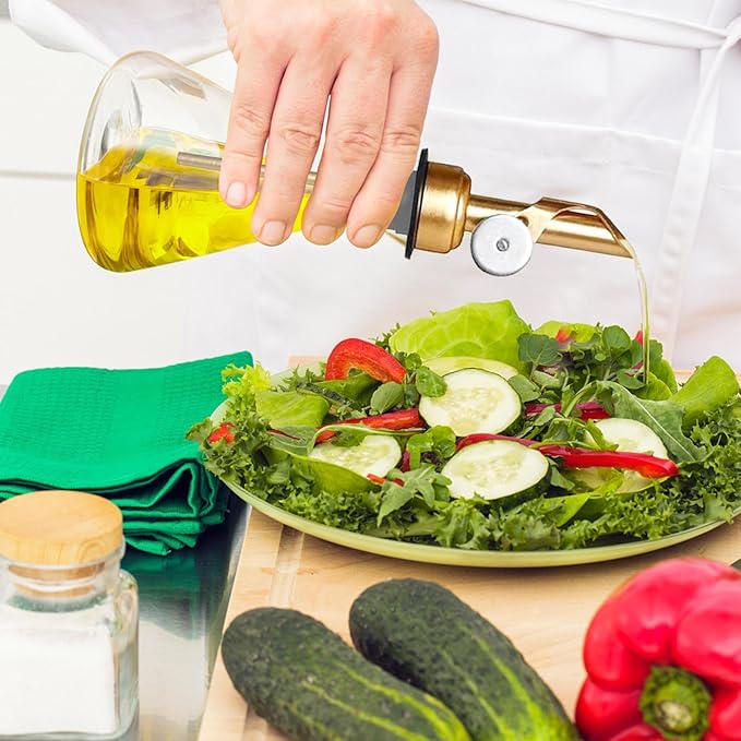 Weighted Bottle Pourer, Olive Oil Dispenser Spouts, Precision Oil Pouring Spout, Automatic Turning Pourer Spout, Reusable Oil Dispensing for Coffee Shops, Restaurants Bars Outdoor Grill