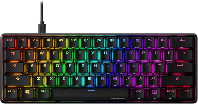 HyperX Alloy Origins 60 - Mechanical Gaming Keyboard, Ultra Compact 60 Form Factor, Double Shot PBT Keycaps, RGB LED Backlit, NGENUITY Software Compatible - Linear Red Switch (Renewed)