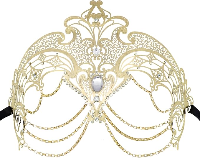 Thmyo Metal Venetian Costume Mask with Laser Cut for Women