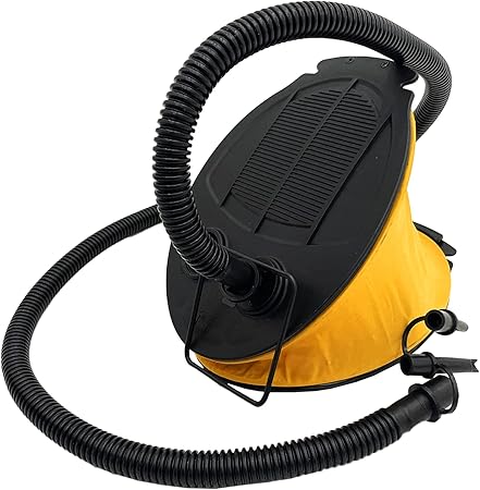 Foot Pump, Air Pump for Inflatable Ottoman, Bed, Air Mattress, Float and Ball, Yellow Black