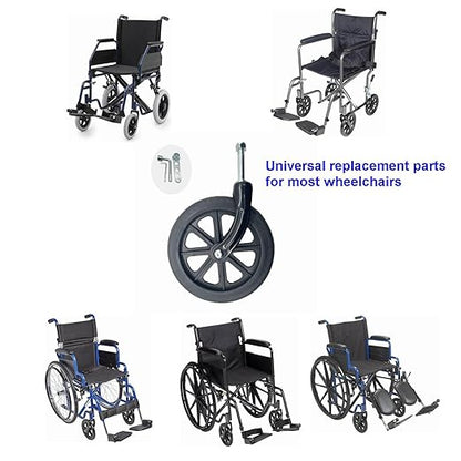 Wheelchair Accessories Caster Assembly with Steel Front Fork,Suitable for Installing 8 Inch Solid Casters.Widely Used in Most Manual Wheelchairs Black(1 Ea)