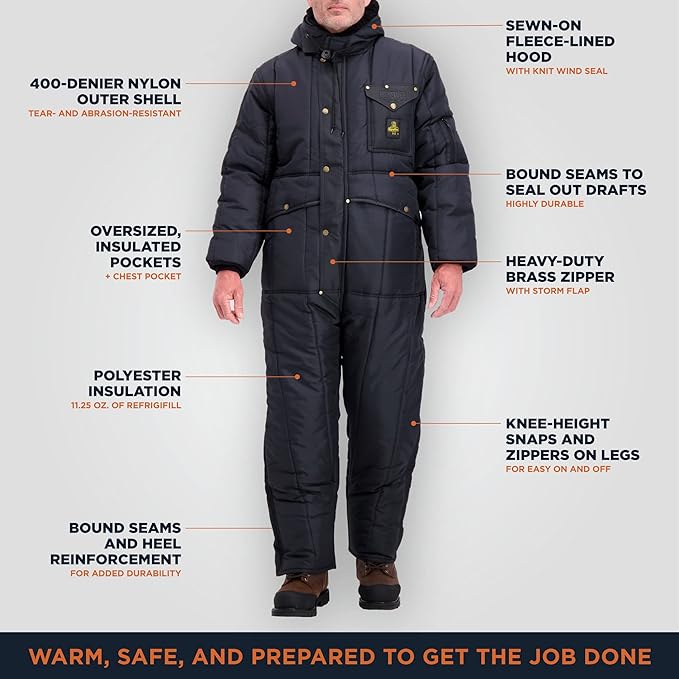 RefrigiWear Iron-Tuff Insulated Coveralls with Hood, -50F Comfort Rating