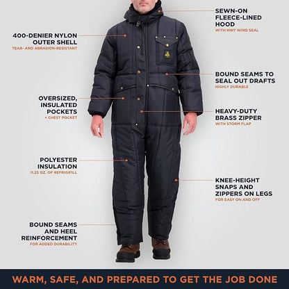 RefrigiWear Iron-Tuff Insulated Coveralls with Hood, -50F Comfort Rating