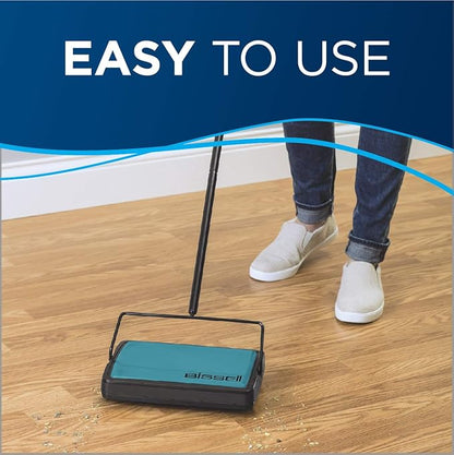 Bissell Easy Sweep Compact Carpet  Floor Sweeper, 2484A, Teal