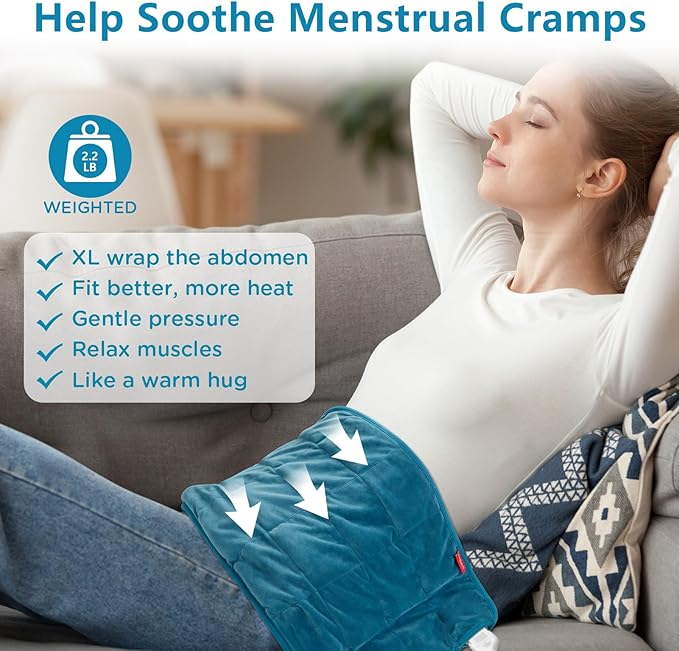 Comfytemp Weighted Heating Pad for Back  Cramps, Father's Day Gifts, Birthday Gifts for Mom Dad Women Men, 2.2lb Electric Neck Shoulder Heat Pad for Pain Relief, FSA HSA Eligible, 2H Auto-Off, 12x24