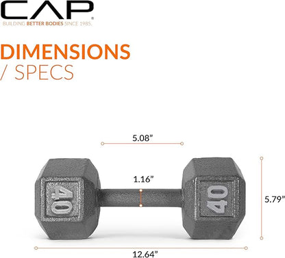 CAP Barbell Cast Iron Hex Dumbbell | Multiple Options (40 lb)