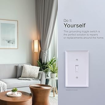 GE Grounding Toggle Switch, Single Pole, In Wall OnOff Fan  Light Switch Replacement, 15 Amp, Great for Home, Office  Kitchen, UL Listed, White, 54161