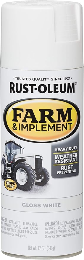 Rust-Oleum 280132 Farm  Implement Spray Paint, 12 oz, Gloss White
