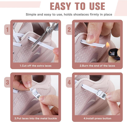 Aiboxin Elastic No Tie Shoelaces for Kids Adults Tieless Stretch Shoe Laces Magnetic Stretchy Shoe Strings for Sneakers with Lock, Easy On & Off , Flat Elastic Shoe Laces for Men, Women, Elderly