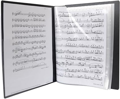 WOGOD Music Sheet File Paper Documents Storage Folder Holder Plastic.A4 Size,40 Pockets (Black)