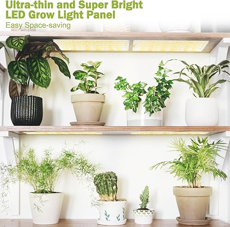 4-Pack Plant Grow Light, Full Spectrum LED, 540 LEDs, 3 Modes, 9 Dimmable Levels, Auto OnOff Timer 3912H, Black, Aluminum