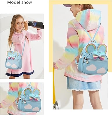 KL928 Girls Bowknot Polka Dot Cute Mini Backpack Small Daypacks Convertible Shoulder Bag Purse for Women
